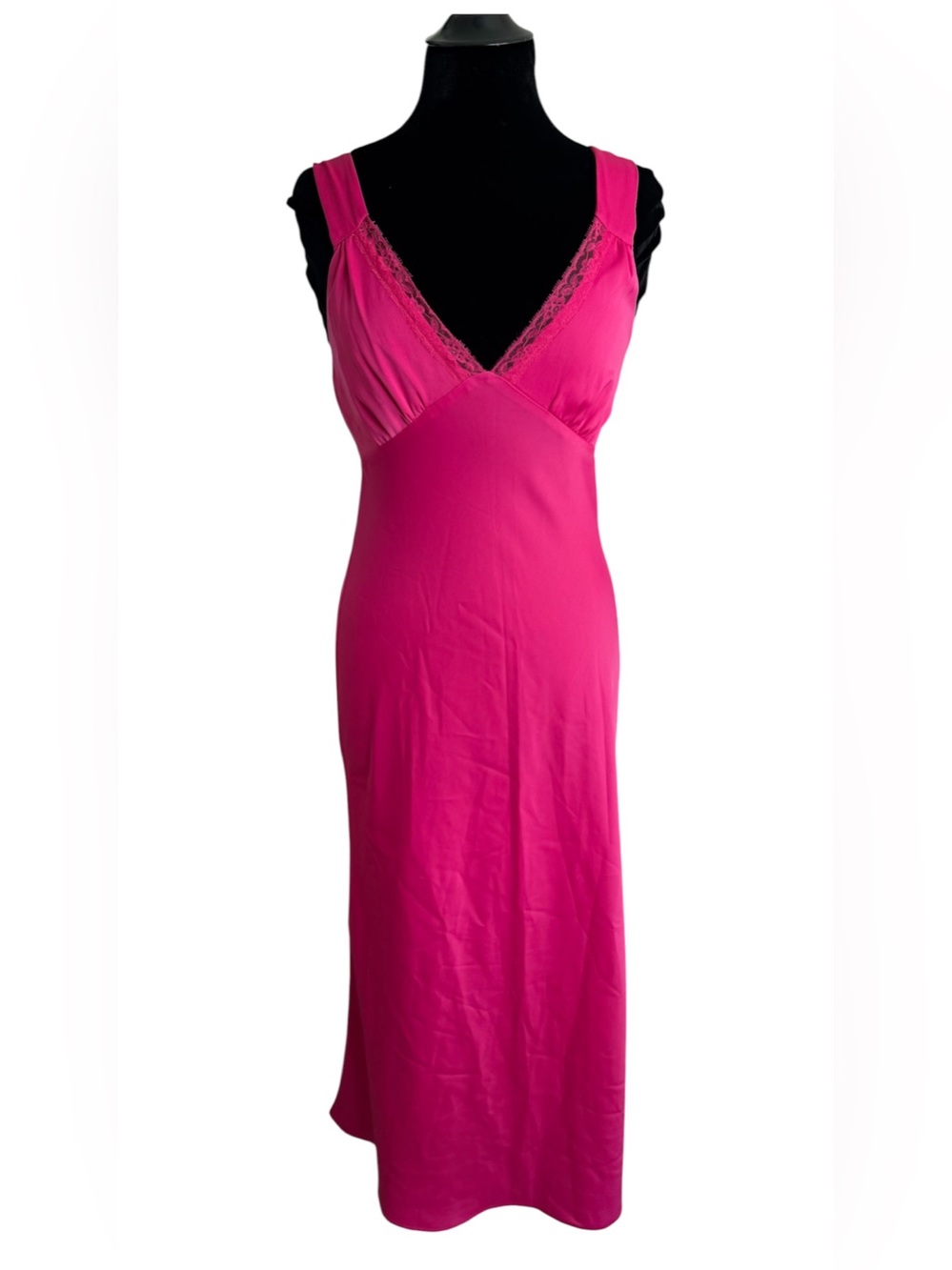 WayF Maxi Satin Lace Trim Dress